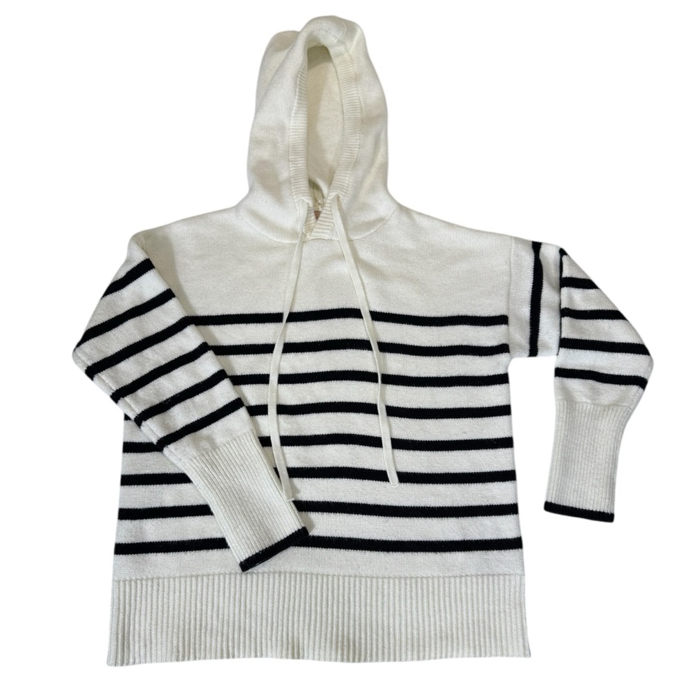 Philosophy Oversized Striped Nautical Boxy Hooded Sweater Women's Size Small